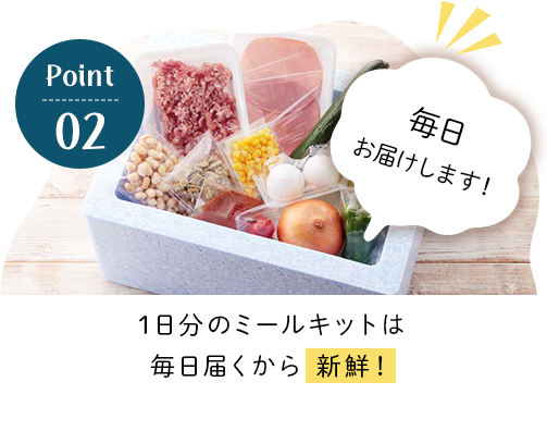 1日分のミールキットは 毎日届くから新鮮！